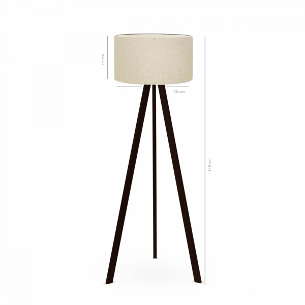 Homing Desert Beige Dark Wood Tripod Floor Lamp AYD-2804