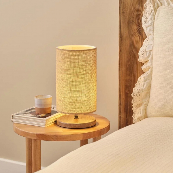 Homing Straw Fabric Design Wooden Leg Lampshade AYD-2846