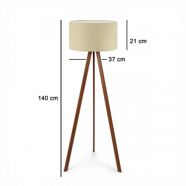 Homing Practical Wooden Tripod Floor Lamp Glossy Beige AYD-2889