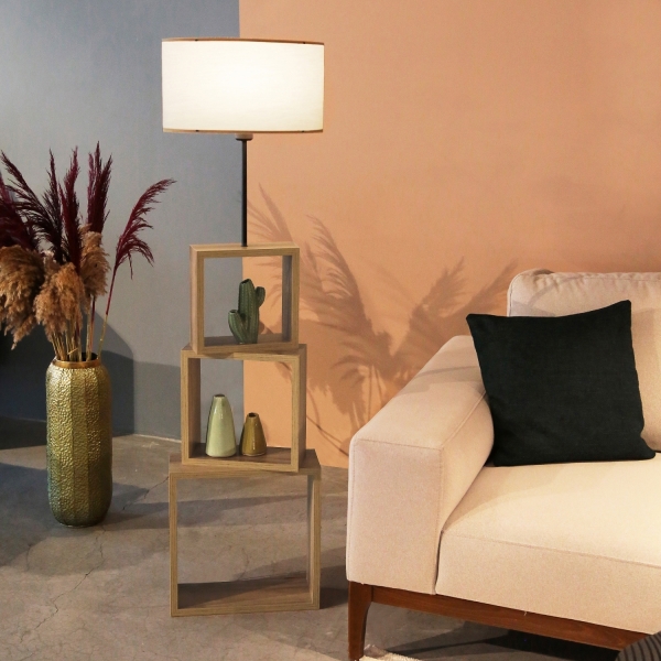 Homing Fabric Headed Modern Shelf Floor Lamp AYD-2903