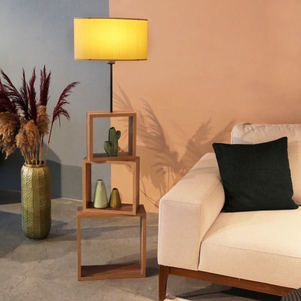 Homing Beige Headed Modern Shelf Floor Lamp AYD-2904