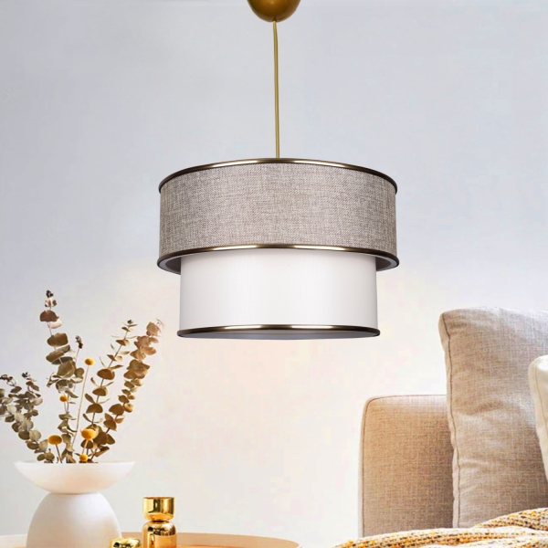 Homing Venus Sand beige Pasta Gold Detailed Fabric Pendant Lamp AYD-2921