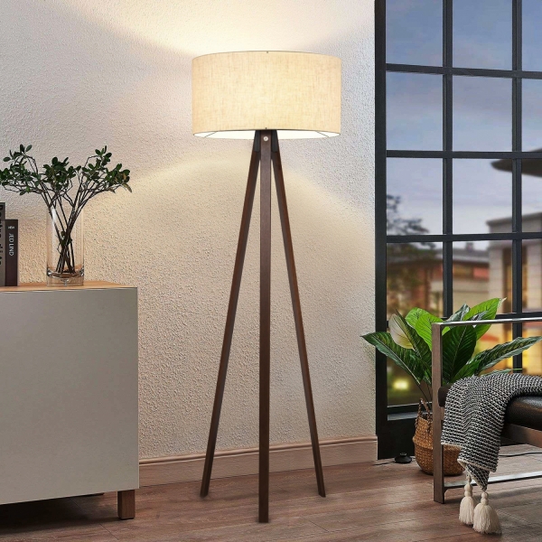 Homing Tripod Beige Fabric Head Floor Lamp AYD-2935