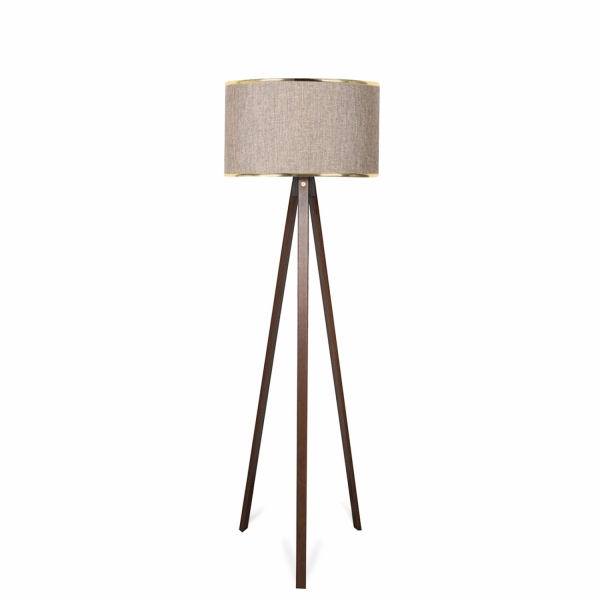 Homing Tripod Gold Detailed Sand Beige Floor Lamp AYD-2957