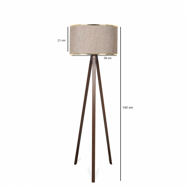 Homing Tripod Gold Detailed Sand Beige Floor Lamp AYD-2957