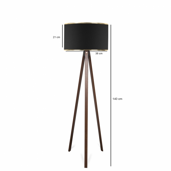 Homing Tripod Gold Detailed Black Floor Lamp AYD-2983