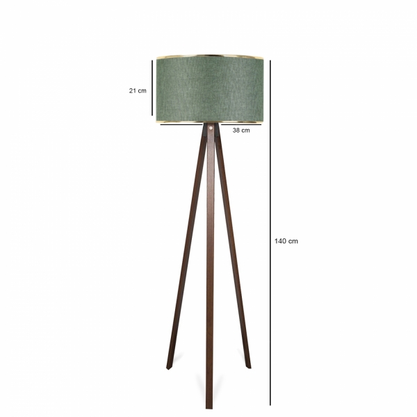 Homing Tripod Gold Detailed Khaki Green Floor Lamp AYD-2985