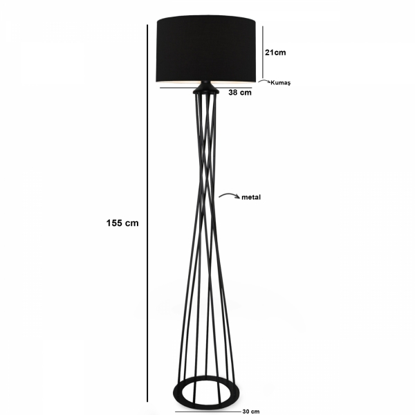 Homing Dora Siyah Başlıklı Metal Lambader  AYD-3018