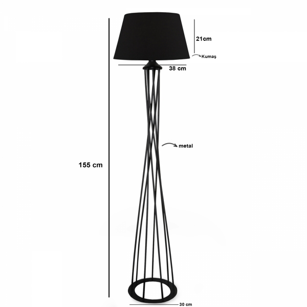 Homing Dora Black Conical Head Metal Floor Lamp AYD-3022