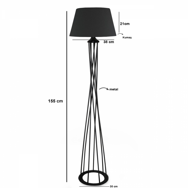 Homing Dora Anthracite Conical Head Metal Floor Lamp AYD-3023