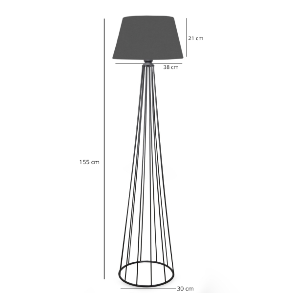 Homing Ardenia Anthracite Conical Head Metal Floor Lamp AYD-3040