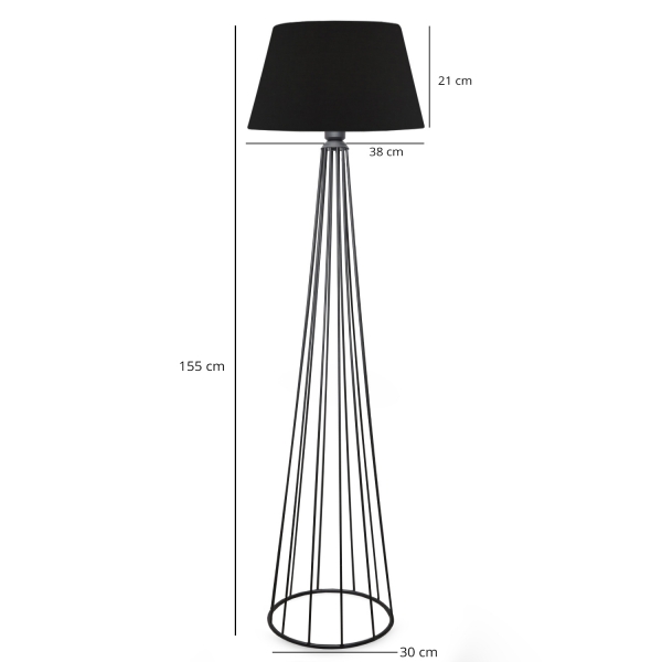 Homing Ardenia Black Conical Head Metal Floor Lamp AYD-3043