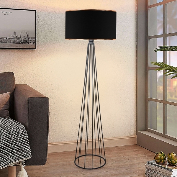 Homing Ardenia Gold Detailed Black Headed Metal Floor Lamp AYD-3056