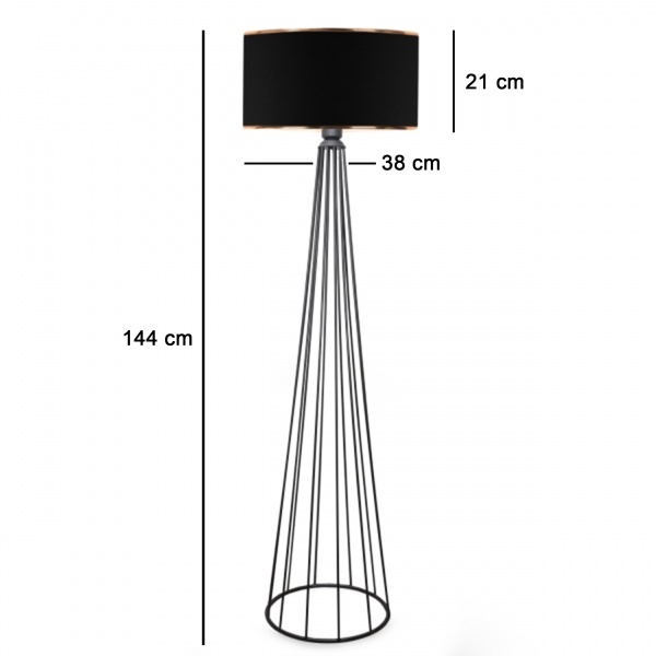 Homing Ardenia Gold Detailed Black Headed Metal Floor Lamp AYD-3056