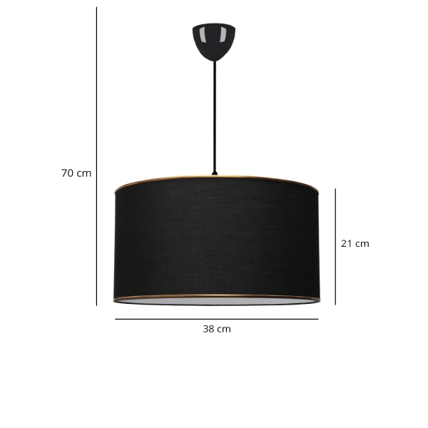 Homing Daisy Gold Detailed Black Fabric 38' Pendant AYD-3057