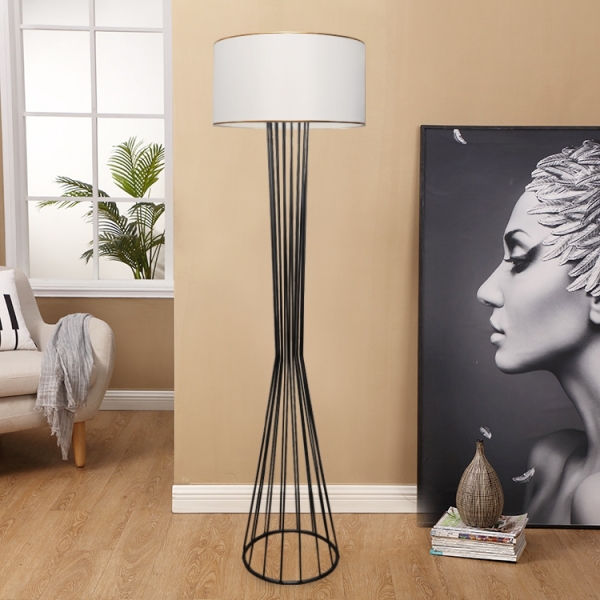 Homing Daisy Gold Detailed Cylinder Head Metal Floor Lamp AYD-3060