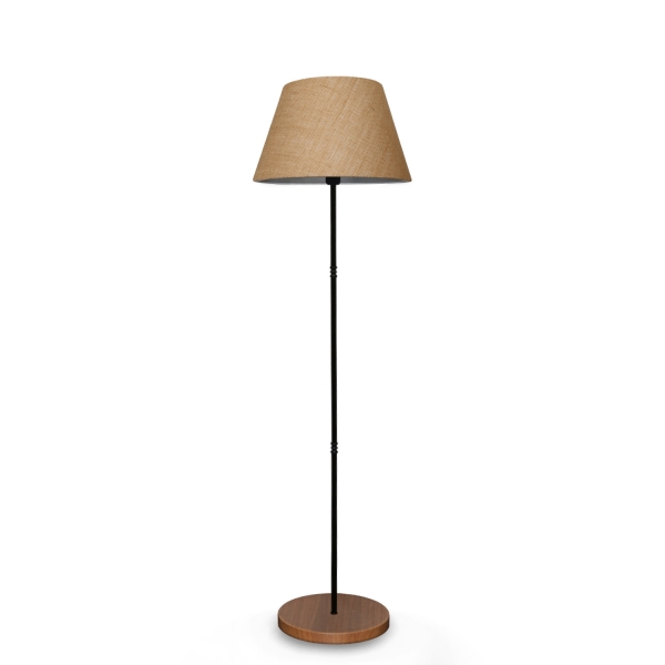 Homing Metal Body Wooden Leg Floor Lamp-Wicker Conical AYD-3064