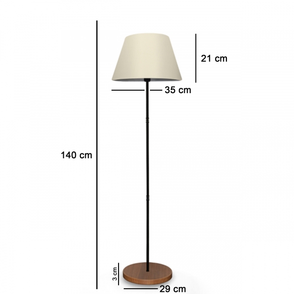 Homing Metal Body Wooden Leg Floor Lamp-Cream Conical AYD-3070