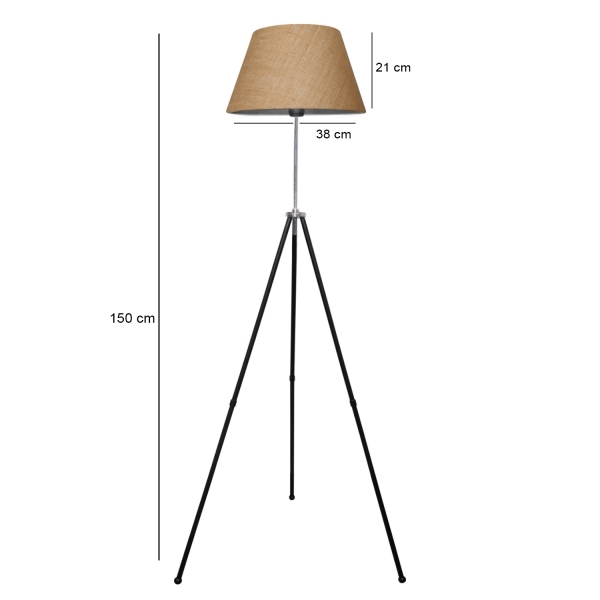 Homing Metal Body Tripod Floor Lamp-Wicker Conical AYD-3072