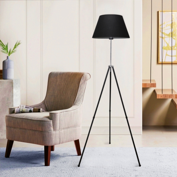 Homing Metal Body Tripod Floor Lamp-Black Conical AYD-3073