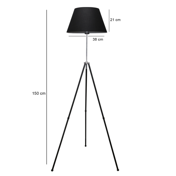 Homing Metal Body Tripod Floor Lamp-Black Conical AYD-3073