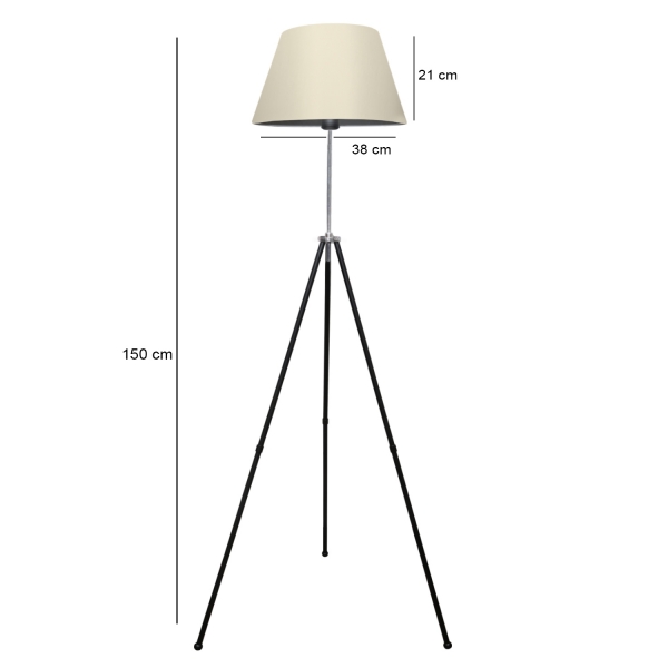 Homing Metal Body Tripod Floor Lamp-Cream Conical AYD-3074