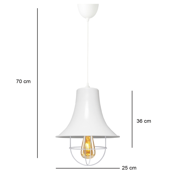 Homing Retro Rustic White Metal Single Pendant Lamp 24 cm AYD-3101