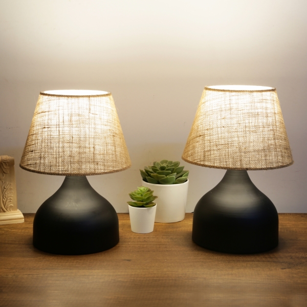 Homing Milano 2 Piece Set Metal Body Jute Fabric Lampshade AYD-3122