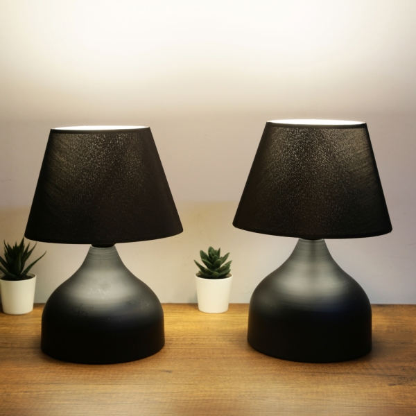 Homing Milano 2 Piece Set Metal Body Black Fabric Lampshade AYD-3123