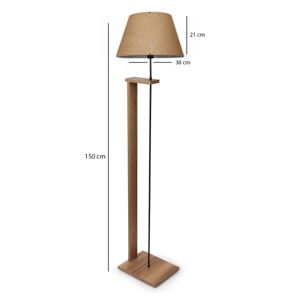 Homing Pi Wooden Body Jute Fabric Head Floor Lamp AYD-3128