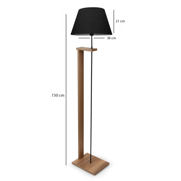 Homing Pi Wooden Body Black Fabric Head Floor Lamp AYD-3130