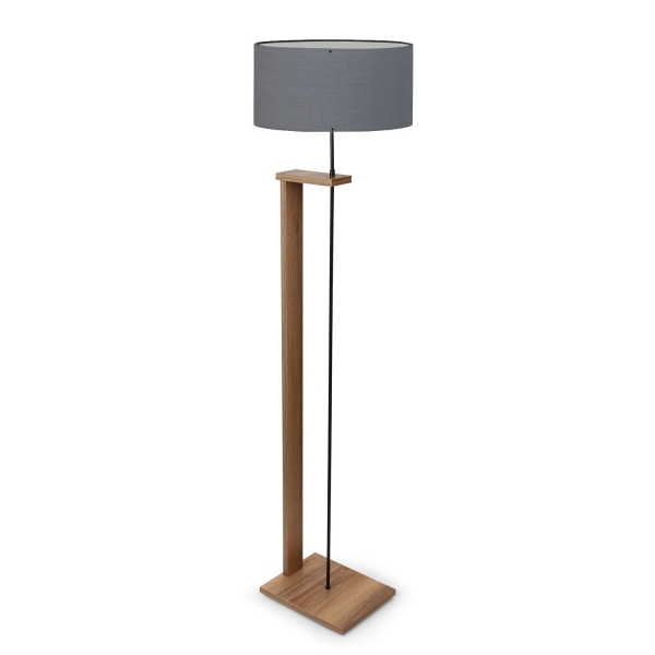 Homing Pi Wooden Body Gray Fabric Head Floor Lamp AYD-3132