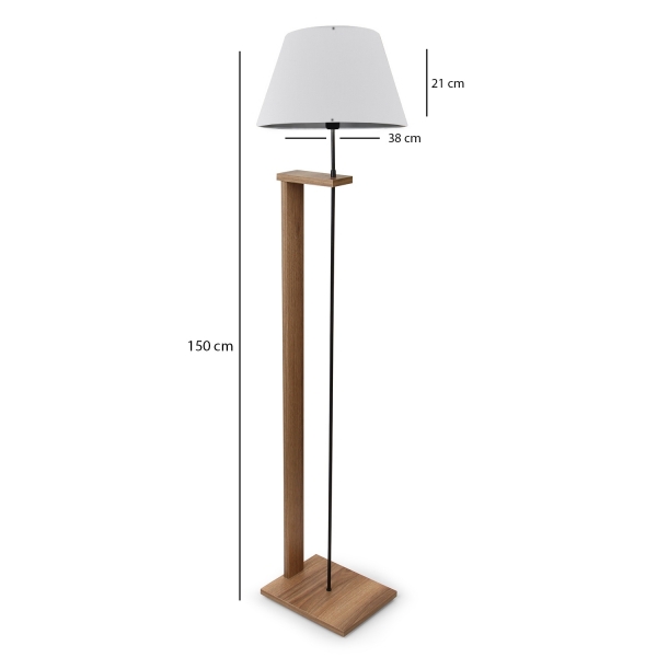 Homing Pi Wooden Body Cream Fabric Head Floor Lamp AYD-3133