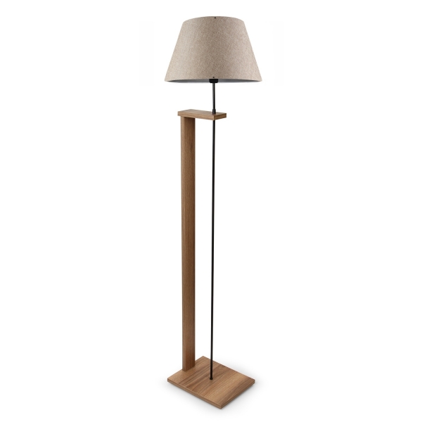 Homing Pi Wooden Body Kumbeige Fabric Head Floor Lamp AYD-3134