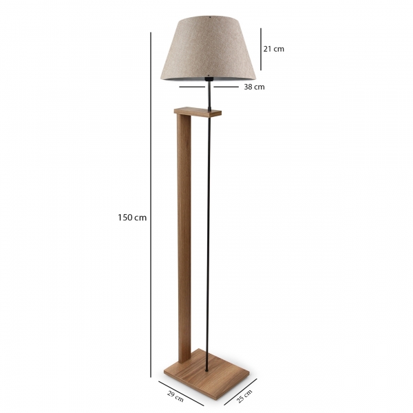 Homing Pi Wooden Body Kumbeige Fabric Head Floor Lamp AYD-3134