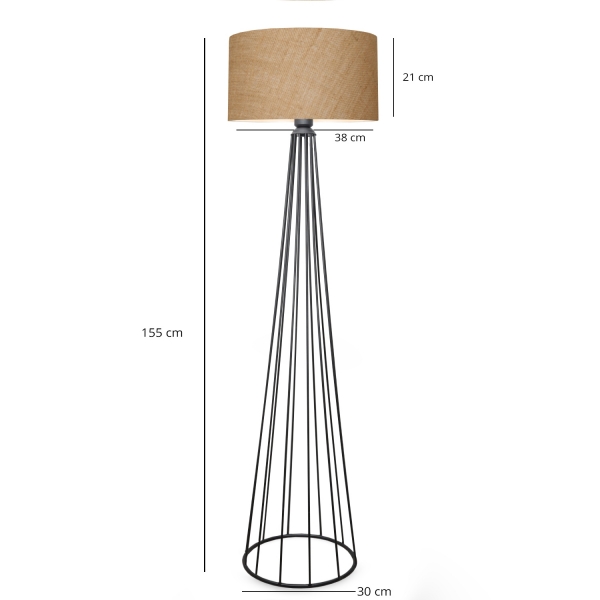 Homing Ardenia Jute Fabric Metal Floor Lamp AYD-3139