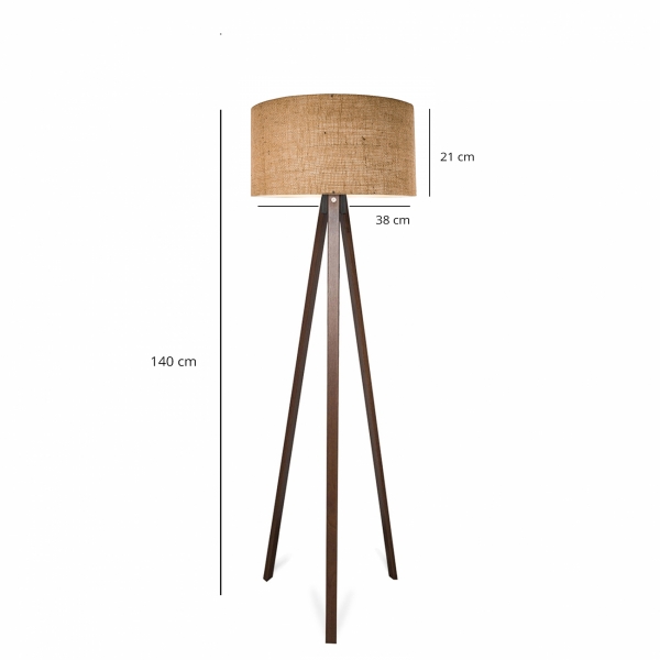 Homing Jute Fabric Wooden Three-Legged Floor Lamp AYD-3140