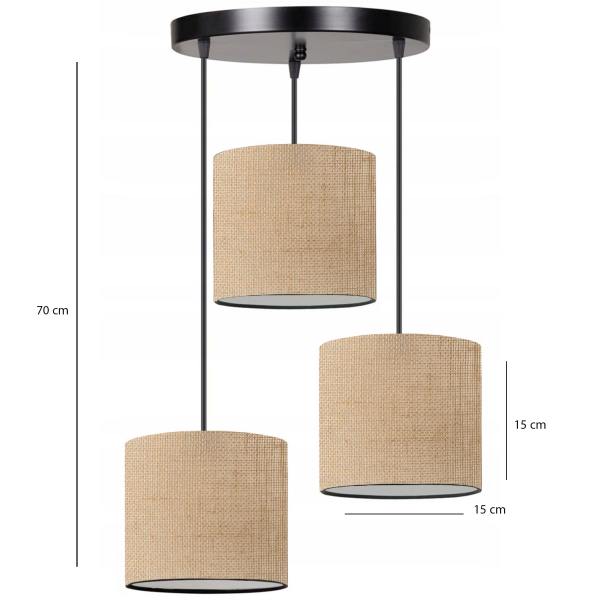 Homing Sveto Jute Fabric 3-Piece Ceiling Pendant Lamp AYD-3144