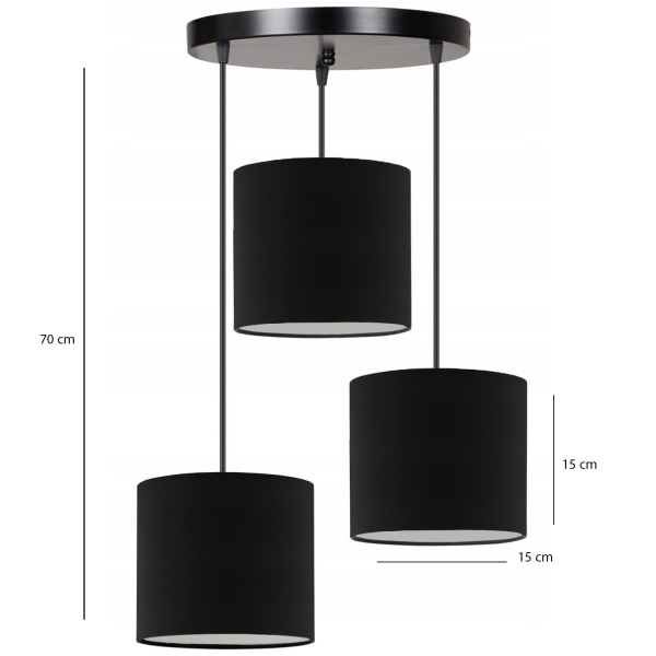 Homing Sveto Black Fabric 3-Piece Ceiling Pendant Lamp AYD-3147