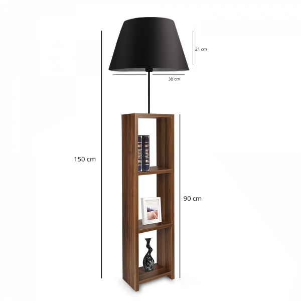 Homing Decorative Shelf Black Conical Fabric Floor Lamp AYD-3153