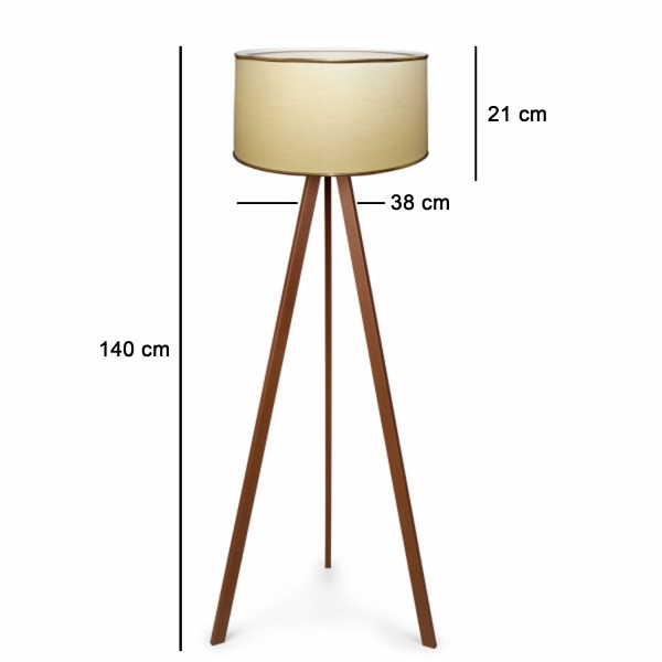 Homing Wooden Tripod Floor Lamp Brown Gold Detailed AYD-3222