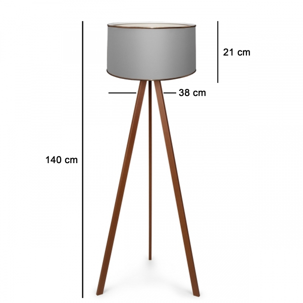 Homing Wooden Tripod Floor Lamp Gray Gold Detailed AYD-3223