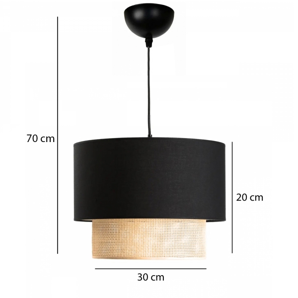 Homing Jute Interior Fabric Black Headed Pendant Chandelier AYD-3275