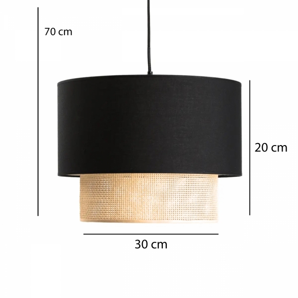 Homing Jute Interior Fabric Black Headed Pendant Chandelier AYD-3275