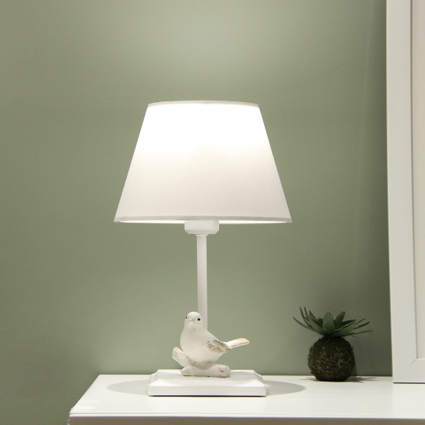 Homing White Fabric Bird Design Lampshade AYD-3319