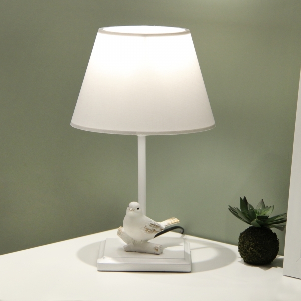 Homing White Fabric Bird Design Lampshade AYD-3319