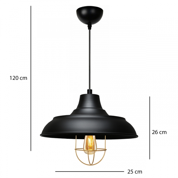 Homing Retro Black Gold Detailed Cage Pendant Lamp No: 2 AYD-3339