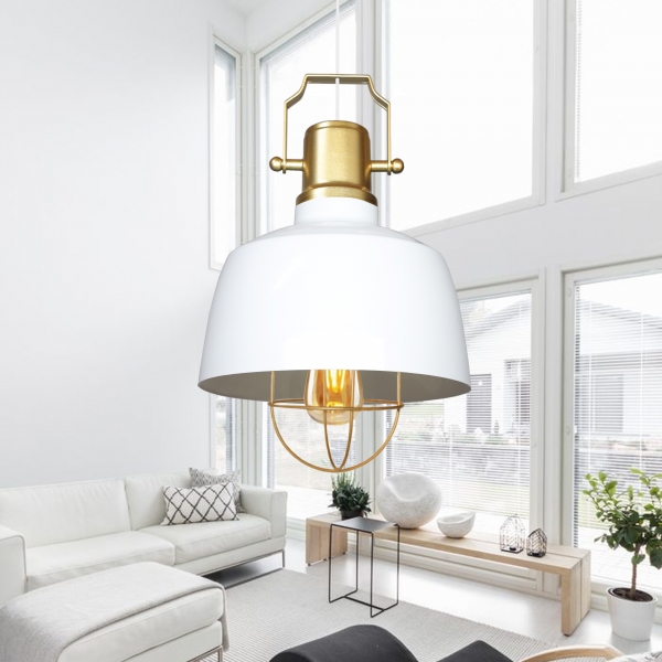 Homing Retro White Gold Detailed Cage Pendant Lamp No: 3 AYD-3340