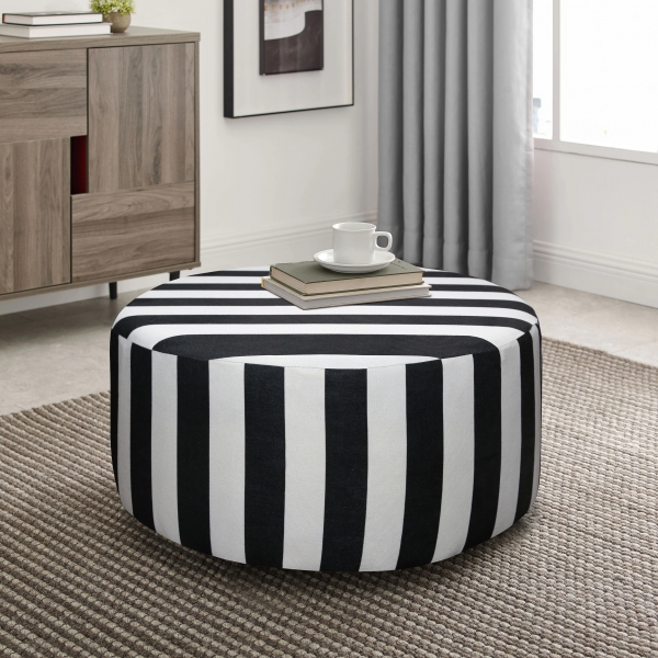 Homing Black and White Striped Cylinder 70 cm Pouf SEH-4597