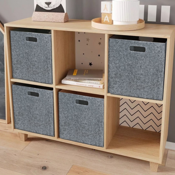 Homing Gray Multi-Purpose Felt Organizer Wardrobe Organizer Set of 4 Baskets // 24x24 cm HMY-6361